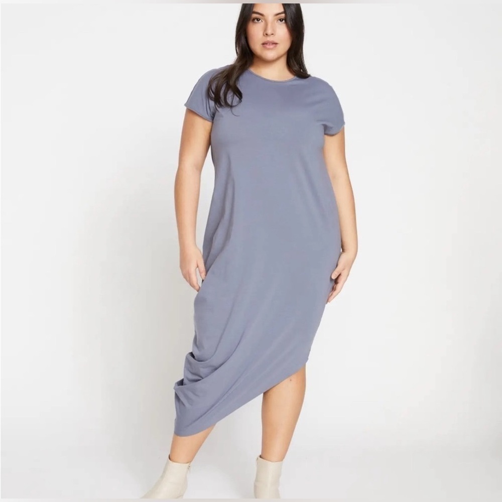 NEW Universal Standard Midi Dress Asymmetrical Handkerchief Pale Blue 2X 18 20 N